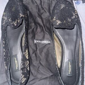 Dolce & Gabbana Women's Black Lace Flats Sz 40